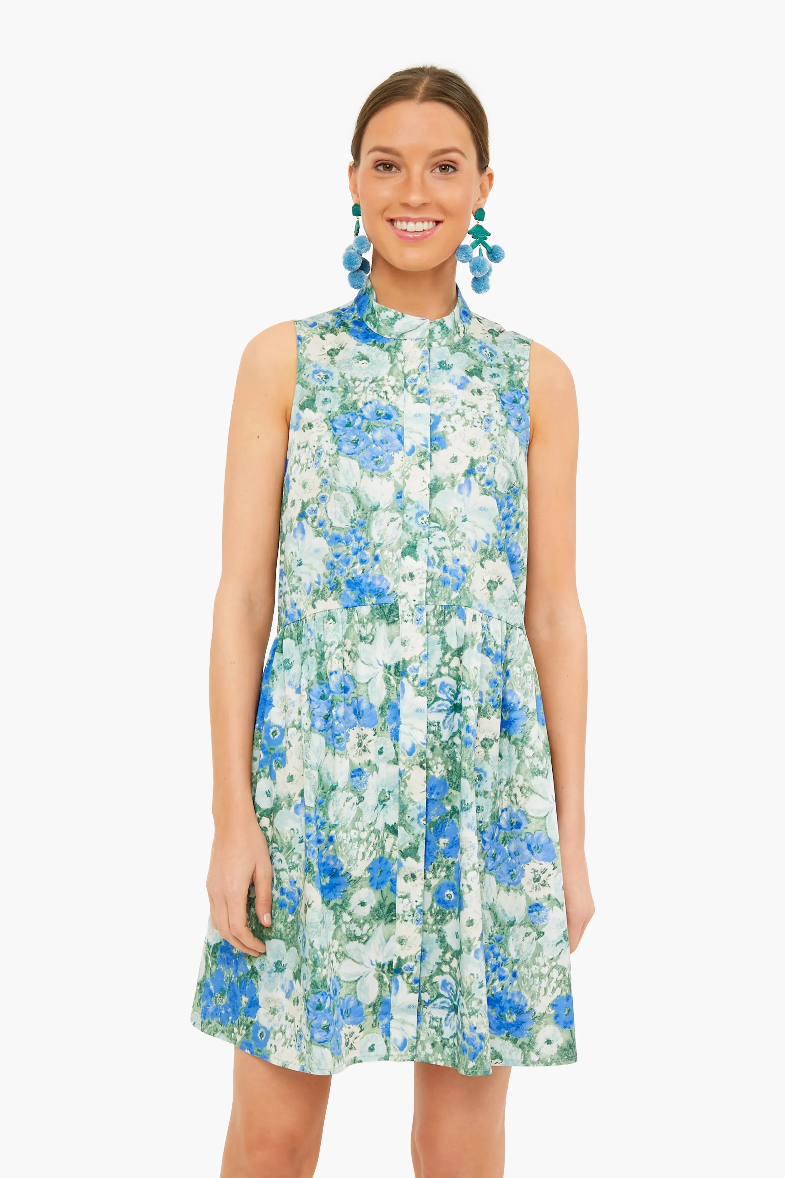 Jardin De Fleurs Sleeveless Royal Shirt Dress