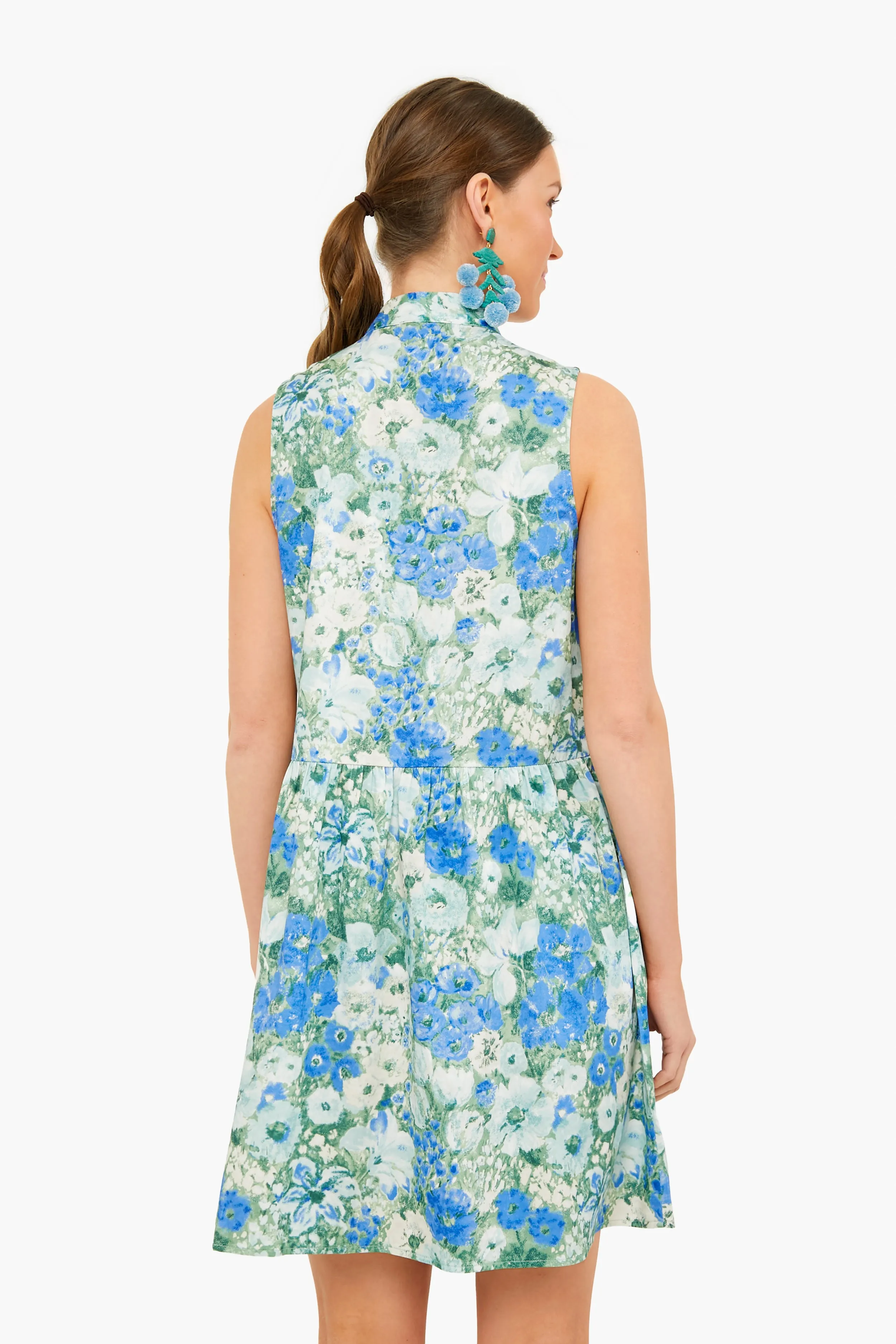 Jardin De Fleurs Sleeveless Royal Shirt Dress