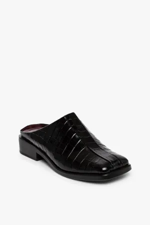 KNIGHTSBRIDGE MULE | BLACK CROC EMBOSSED