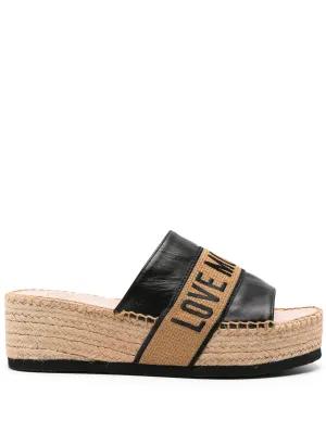 Logo Jacquard Wedge Espadrilles - Black