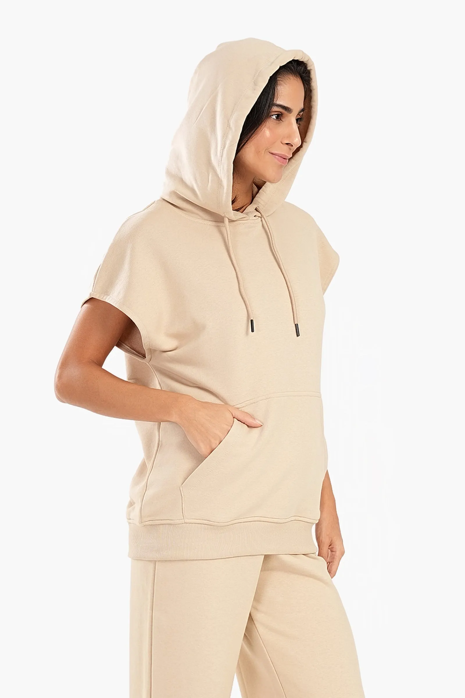 Lounge Hoodie with Cap Sleeves