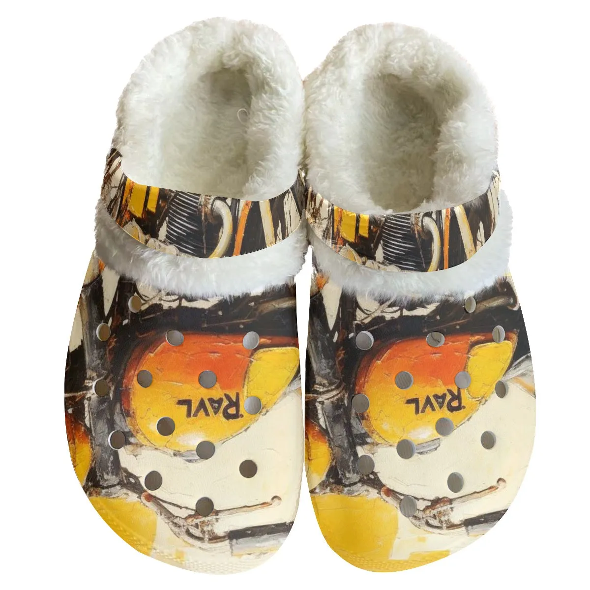 Mc#30 Men's Classic Clogs with Fleece, motorcycle print