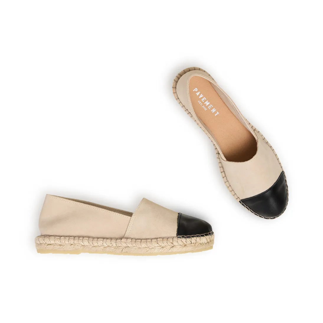 Nanna - Beige suede/black