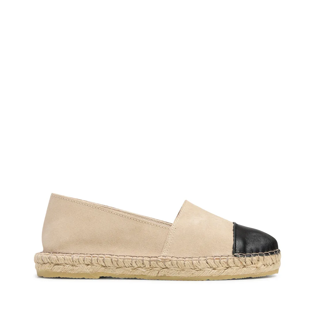 Nanna - Beige suede/black