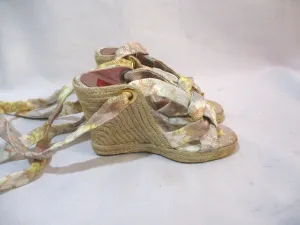 NEW MISSONI WEDGE HEEL Sandal Ankle Wrap Espadrille  SPAIN 37 SILVER GOLD