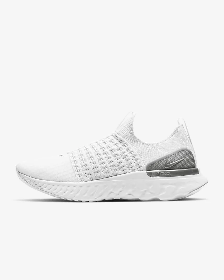 Nike Women's React Phantom Run Flyknit 2 Shoes - White / Pure Platinum / Metallic Silver