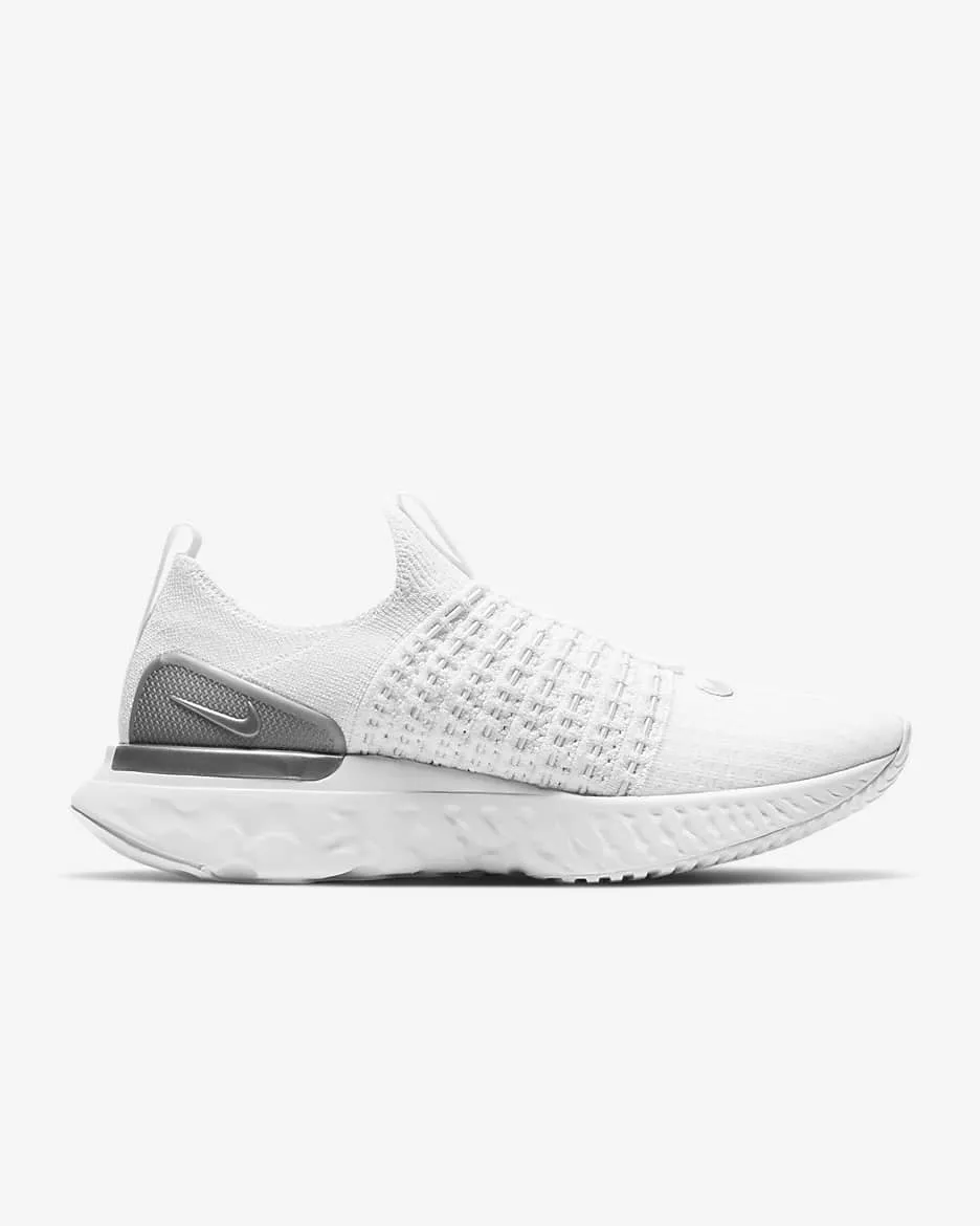 Nike Women's React Phantom Run Flyknit 2 Shoes - White / Pure Platinum / Metallic Silver