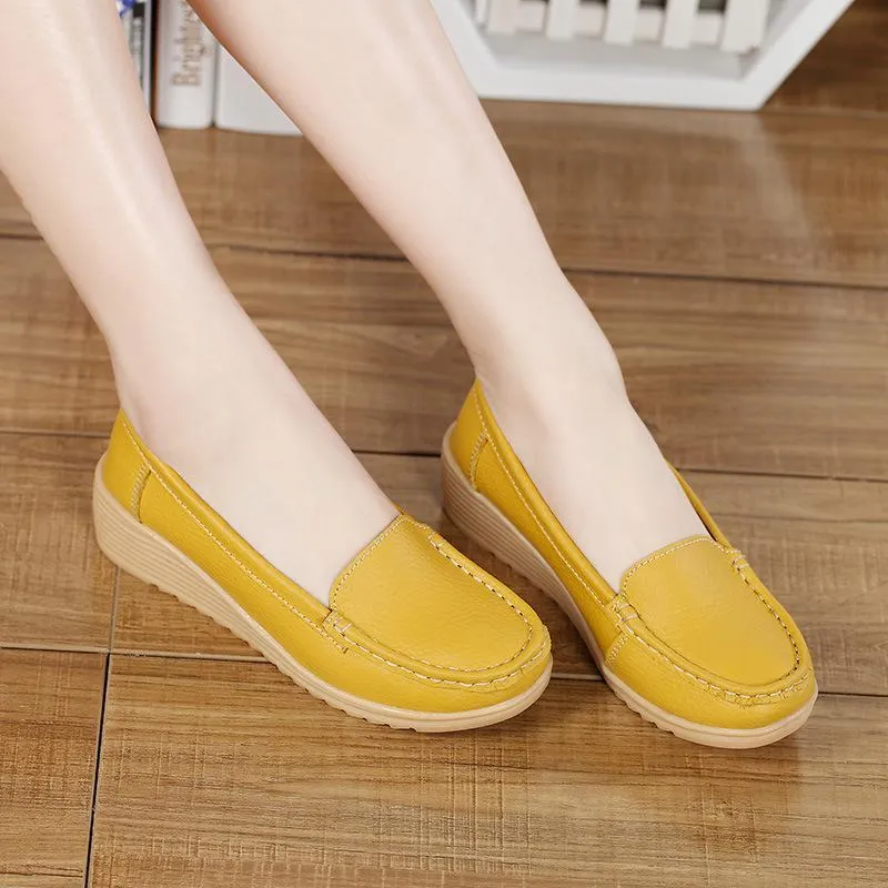 Non-slip Leather Loafers for Women Comfort Walking Spring Series Casual Shoes