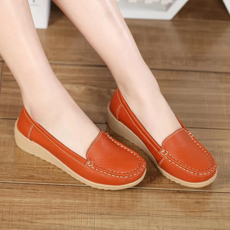 Non-slip Leather Loafers for Women Comfort Walking Spring Series Casual Shoes