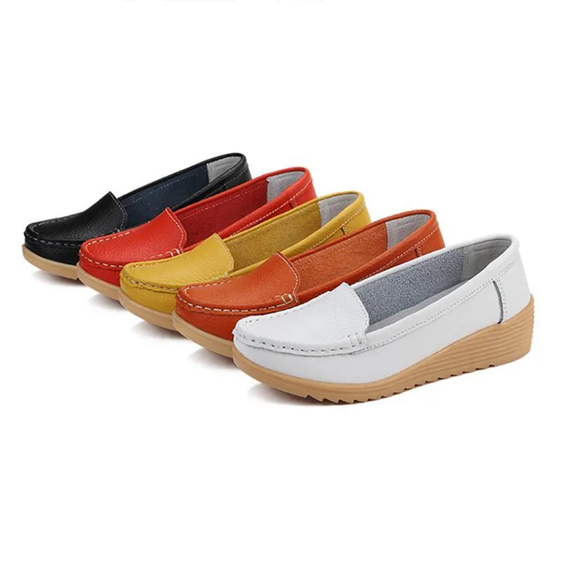 Non-slip Leather Loafers for Women Comfort Walking Spring Series Casual Shoes