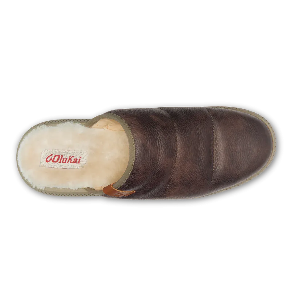 Olukai Men's Mua 'Ili Slipper - Dark Wood/Silt 10502-6321