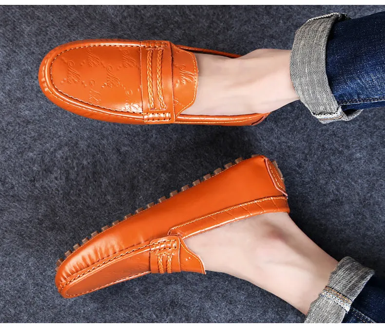 Plus Size Driving Shoes Authentic Leather Loafers Men