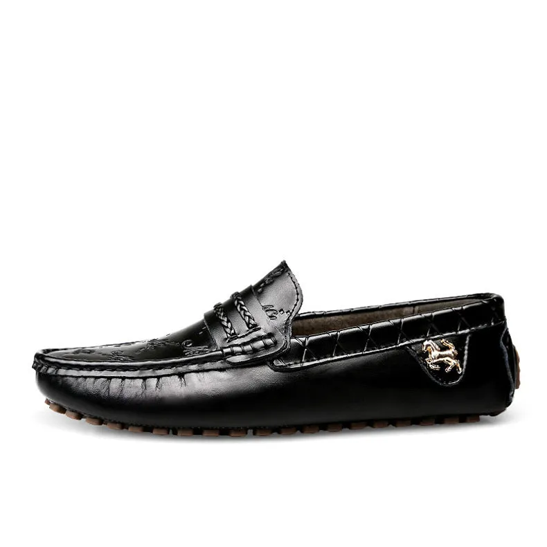 Plus Size Driving Shoes Authentic Leather Loafers Men