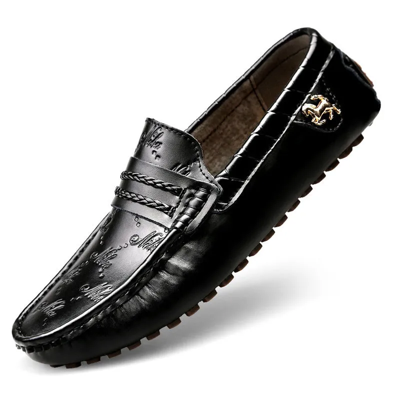 Plus Size Driving Shoes Authentic Leather Loafers Men