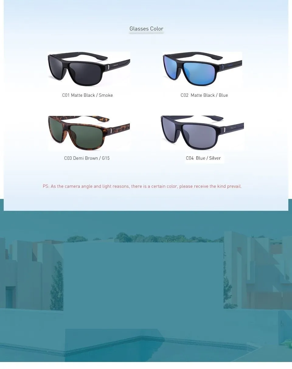 Polarized Square Frame Driving Fishing Fashion Sunglasses for Men & Women