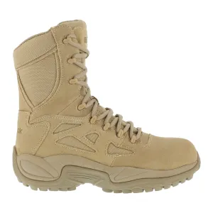 Reebok Mens Desert Tan Suede Tactical Boots Rapid Response RB Side Zip