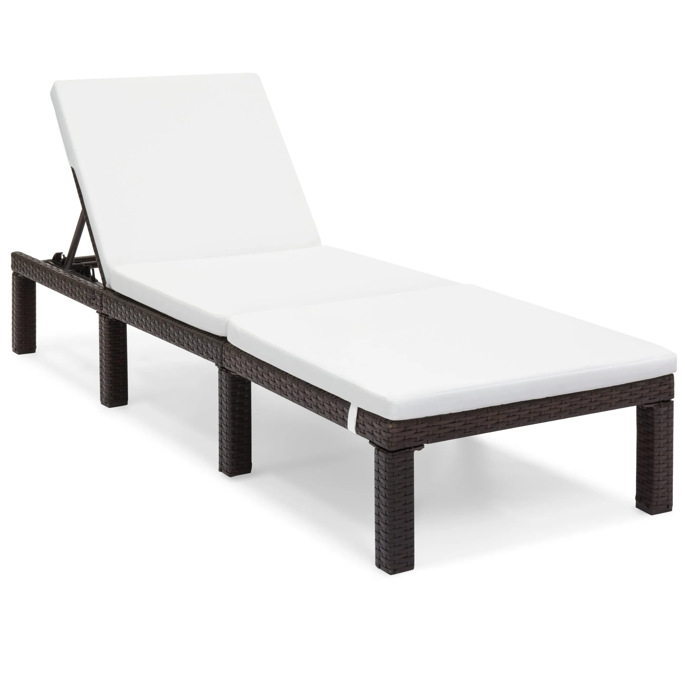 Set of 2 Adjustable Chaise Lounge Chairs w/ Water-Resistant Cushions - White