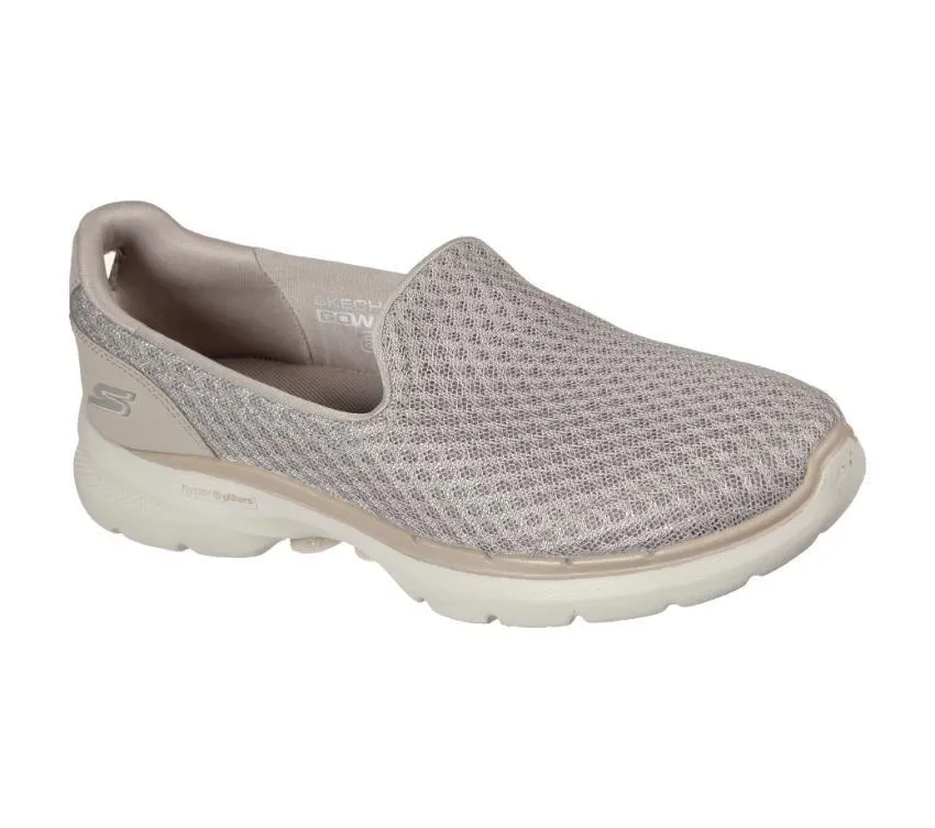 SKECHERS WOMEN'S GOWALK 6 TAUPE WALKING SLIP-ON SHOE