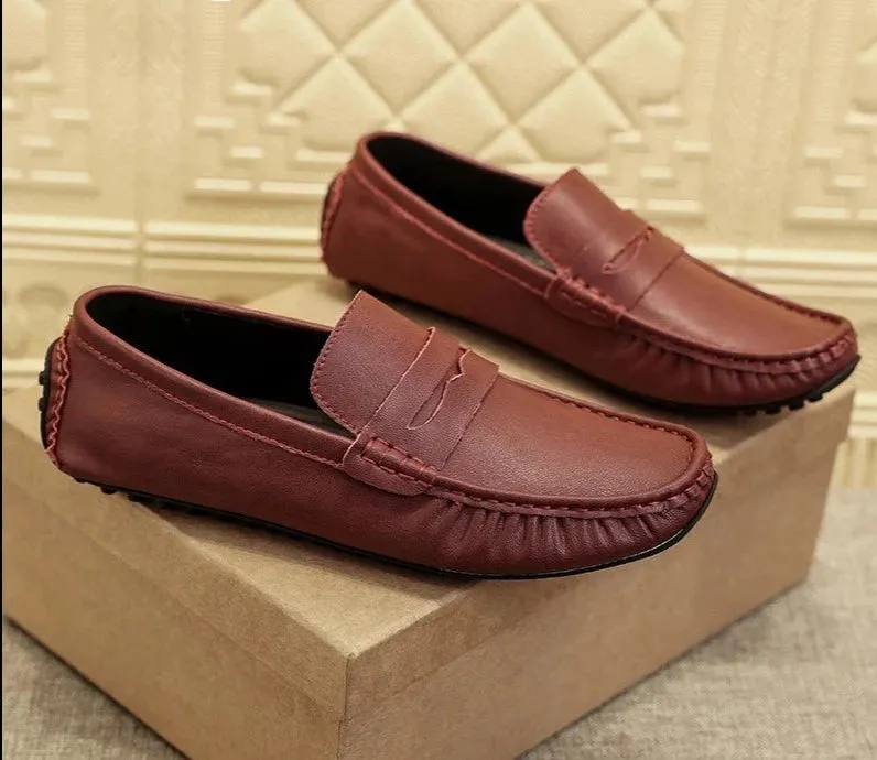 Spring Mens Fashion Casual Driving Shoes Split Leather Slip-on Comfortable Breathable Designer Loafers For Men