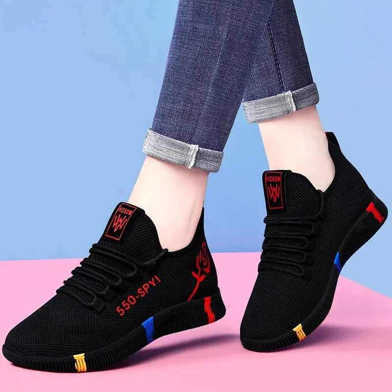 Tenis Feminino 2024 Women Running Shoes Air Mesh Light Soft Sneakers Female Flats Platform Lace Up Casual Shoes Basket Femme