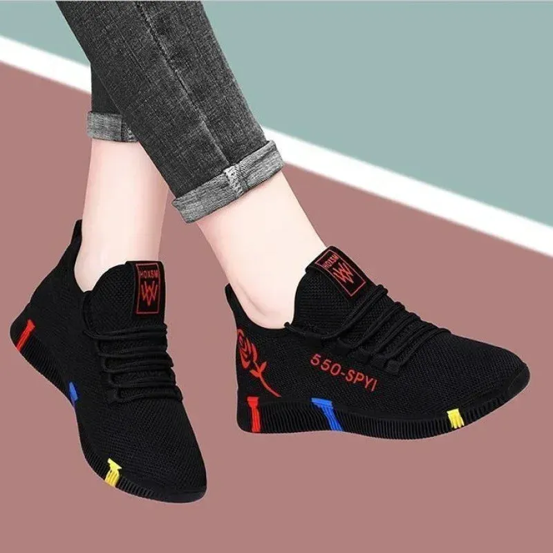 Tenis Feminino 2024 Women Running Shoes Air Mesh Light Soft Sneakers Female Flats Platform Lace Up Casual Shoes Basket Femme