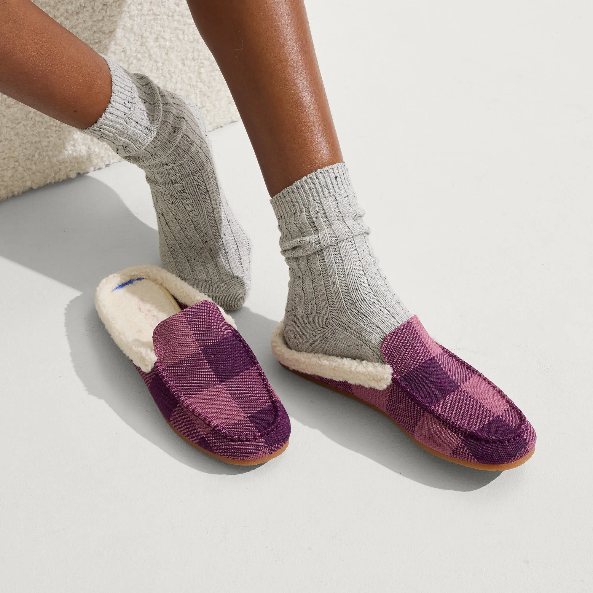 The Scuff Slipper - Mauve Buffalo Check