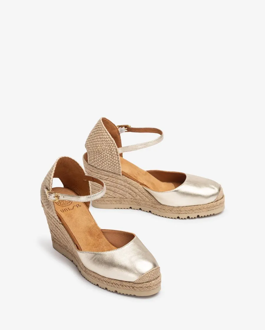 UNISA CASTILLA 24 ESPADRILLE GOLD WEDGE