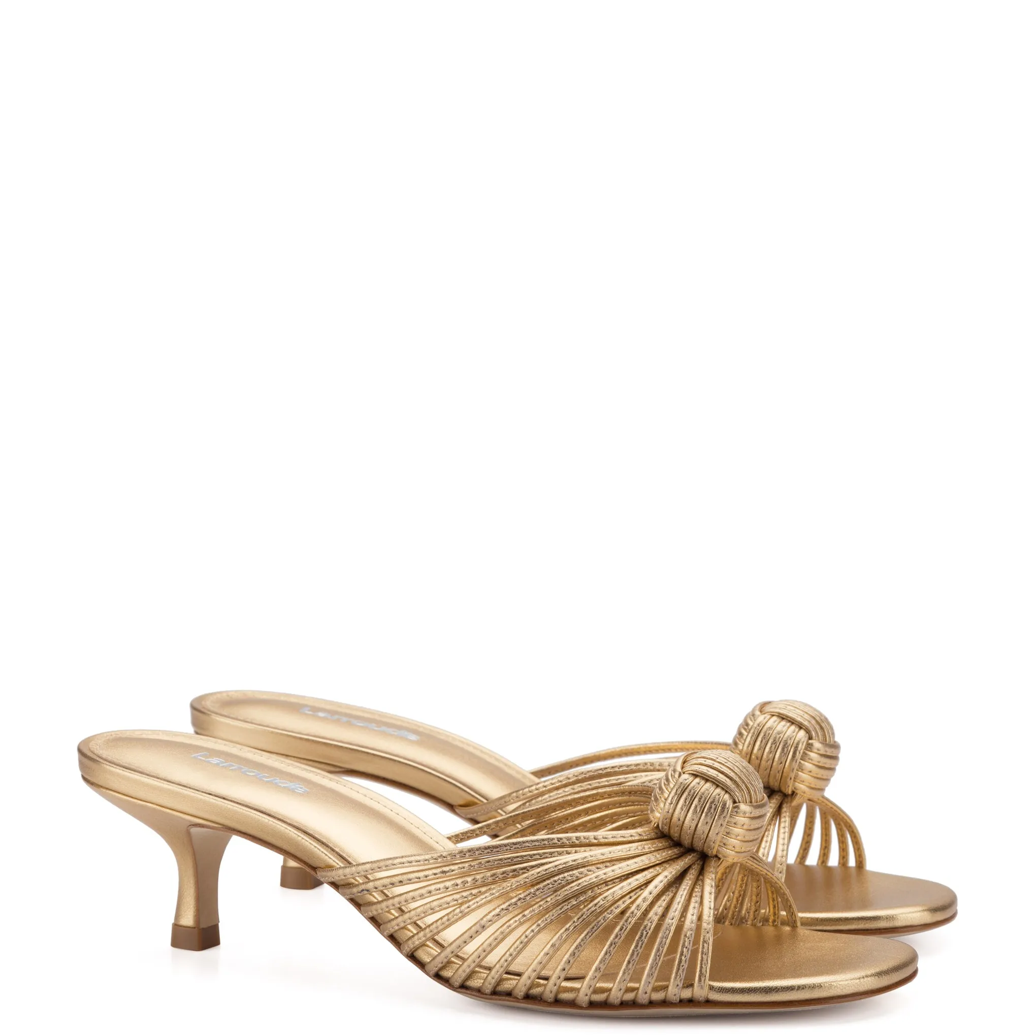 Valerie Mule In Gold Metallic Leather by Larroudé