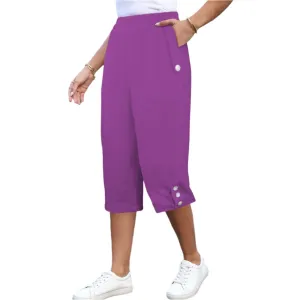 Viaje Violet Button Trim Capri Pants