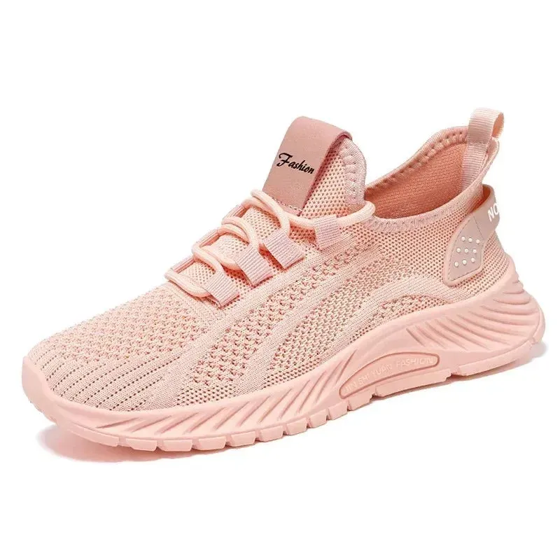 Women Lace Up Shoes Sporty Outdoor Flying weaving Sneakers Comfort Lightweight Non Slip Athletic Shoes for Gym Work Casual ﻿