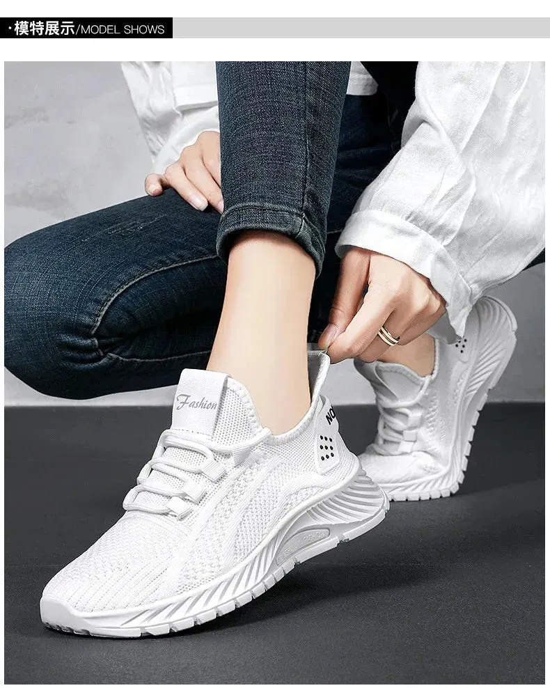 Women Lace Up Shoes Sporty Outdoor Flying weaving Sneakers Comfort Lightweight Non Slip Athletic Shoes for Gym Work Casual ﻿