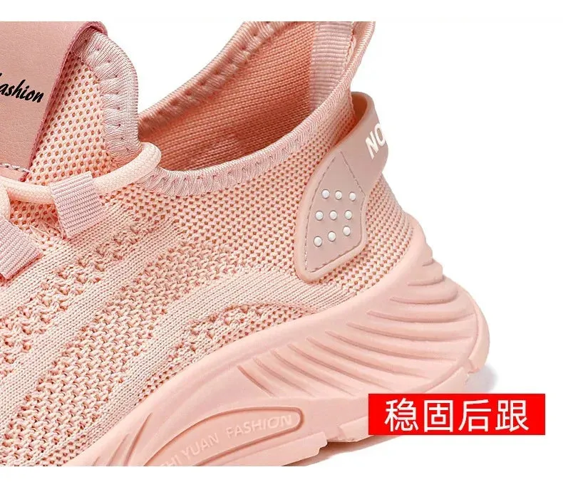 Women Lace Up Shoes Sporty Outdoor Flying weaving Sneakers Comfort Lightweight Non Slip Athletic Shoes for Gym Work Casual ﻿