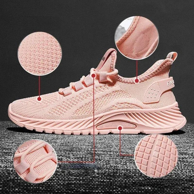 Women Lace Up Shoes Sporty Outdoor Flying weaving Sneakers Comfort Lightweight Non Slip Athletic Shoes for Gym Work Casual ﻿