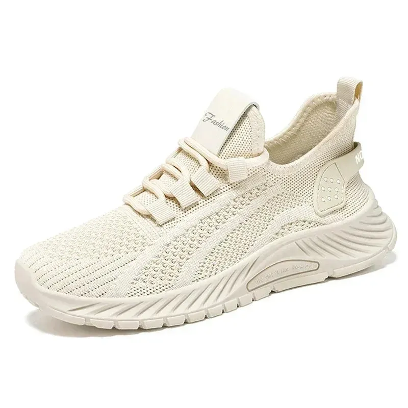 Women Lace Up Shoes Sporty Outdoor Flying weaving Sneakers Comfort Lightweight Non Slip Athletic Shoes for Gym Work Casual ﻿