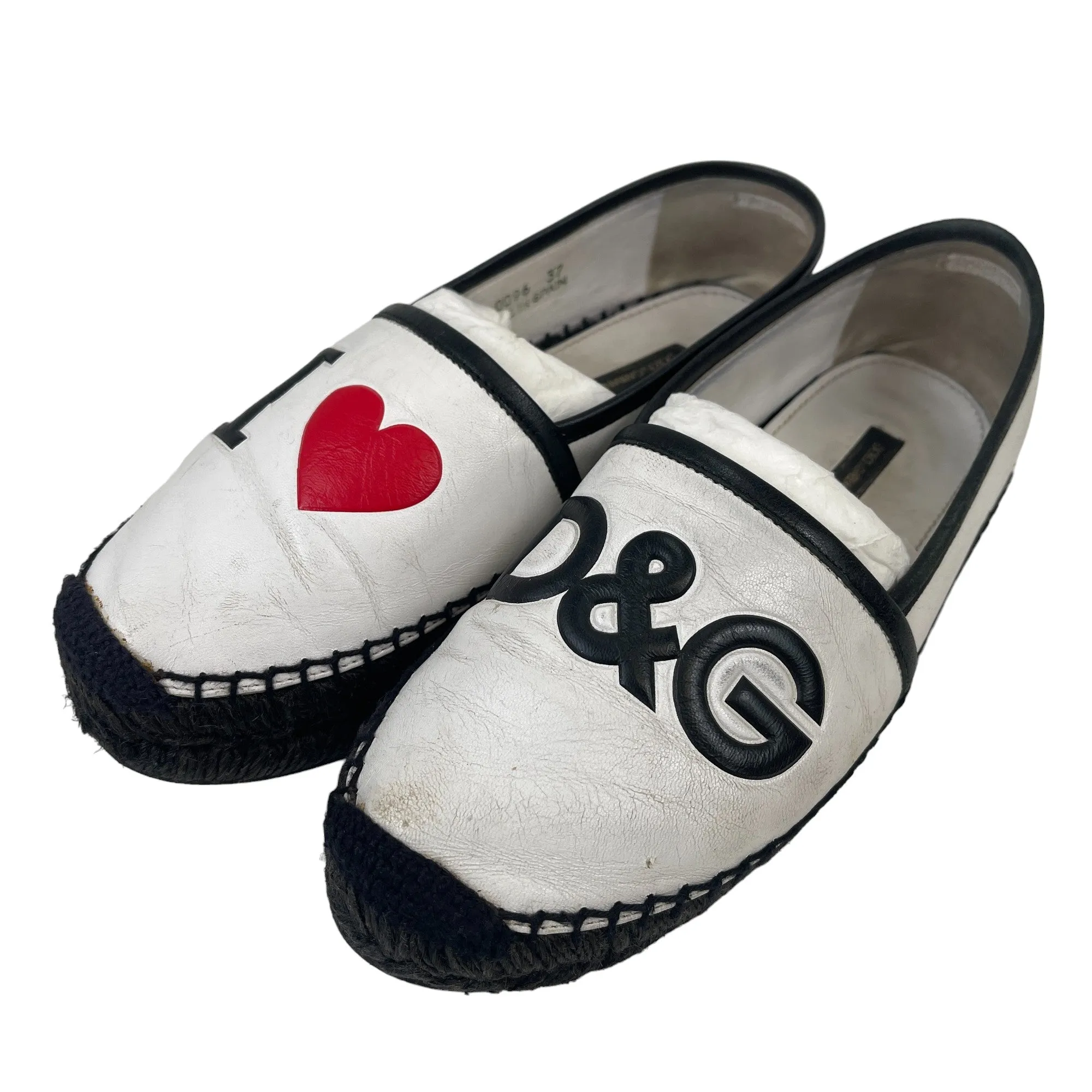 Women's Heart Dg Nappa Leather Espadrilles White Size EU 37 / UK 4