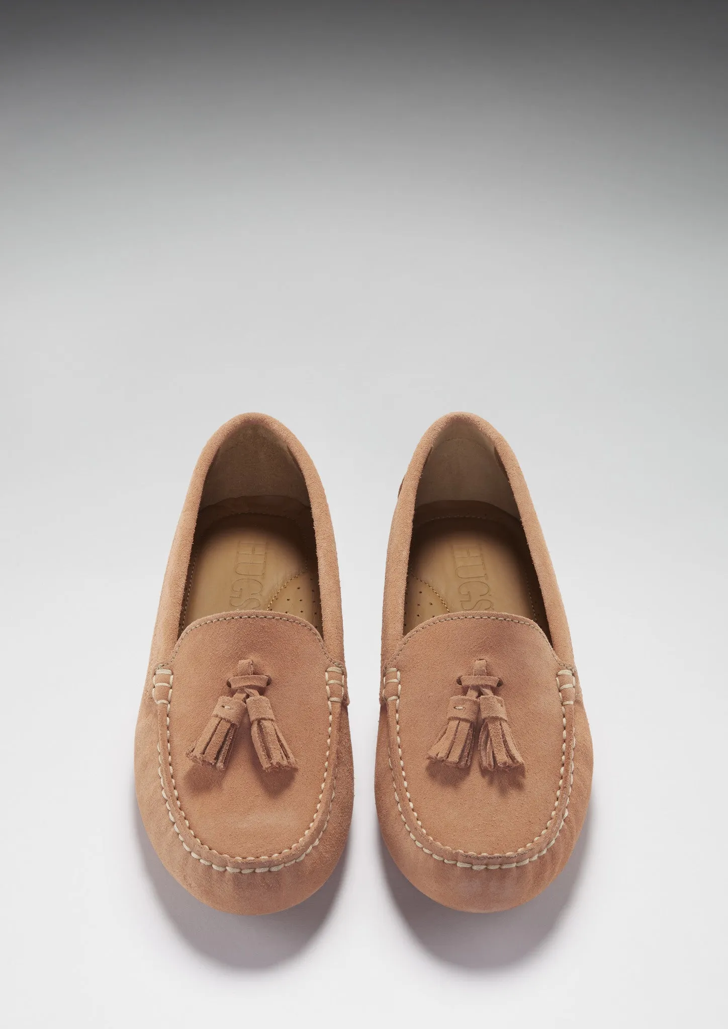 Women's Tasselled Driving Loafers, peach suede