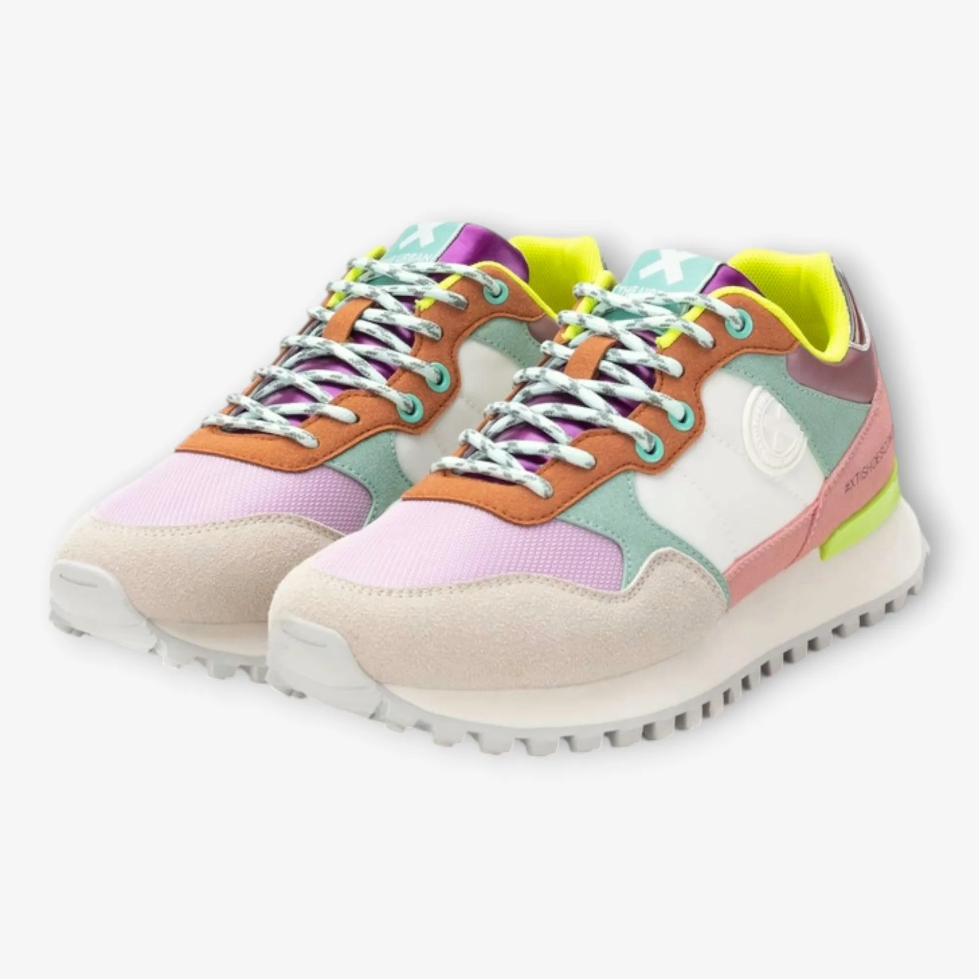 XTI White Trainers with Multicoloured Details and Wedge Sole